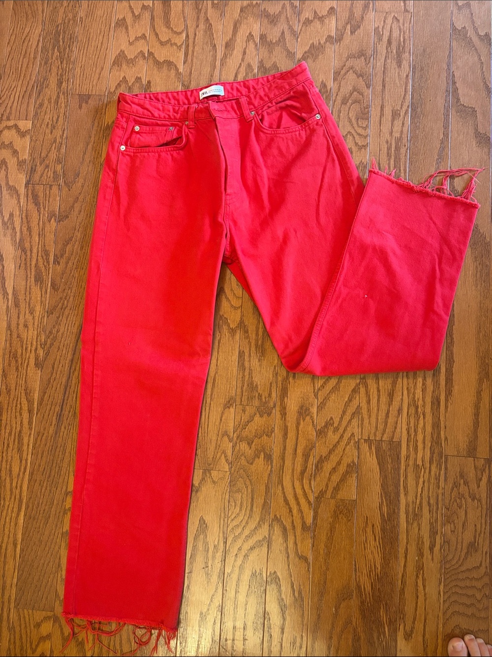 Zara Women Straight Leg Jeans - Bright Red